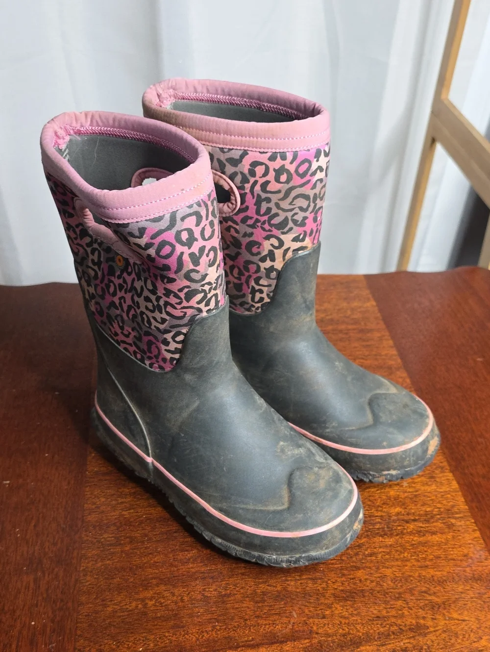 Kids Pink Leopard Rain Boots - Durable Waterproof Boots